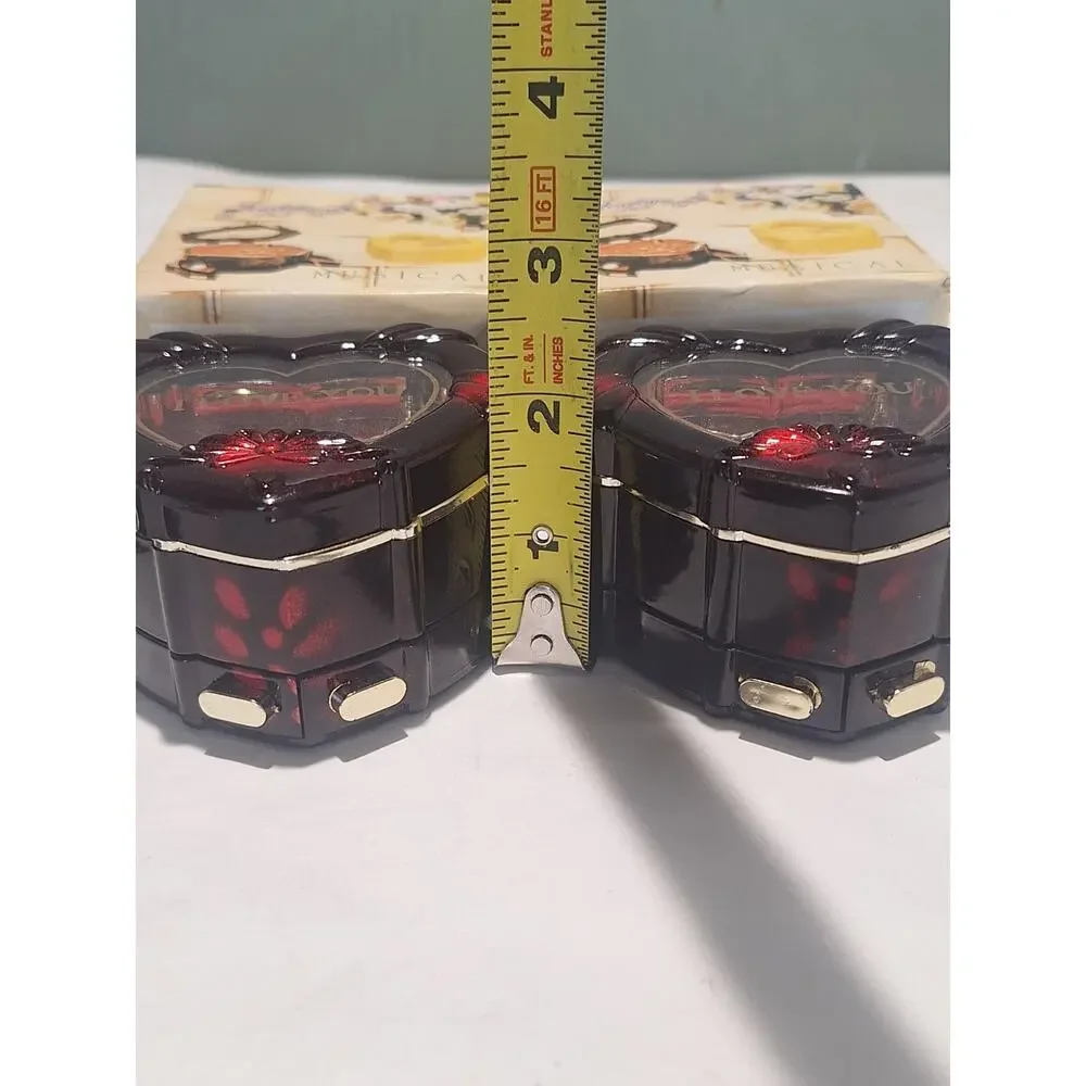 Lot of 2 Musical Heart Jewelry Boxes I Love You Ring Holder w/ Original Boxes